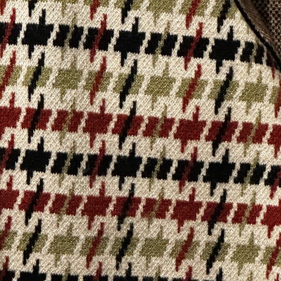 Tahari woman’s sz XS tan brick green black houndstooth cropped soft open jacket - Picture 2 of 7